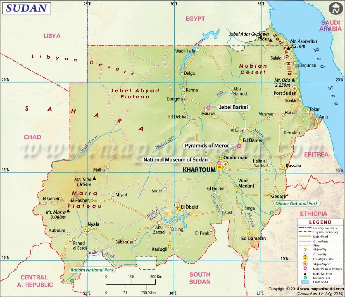 Carte du Soudan villes